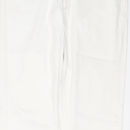 Indigo Womens White Cotton Straight Jeans Size 12 L27 in Regular Button