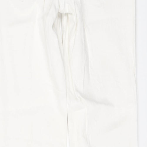 Indigo Womens White Cotton Straight Jeans Size 12 L27 in Regular Button
