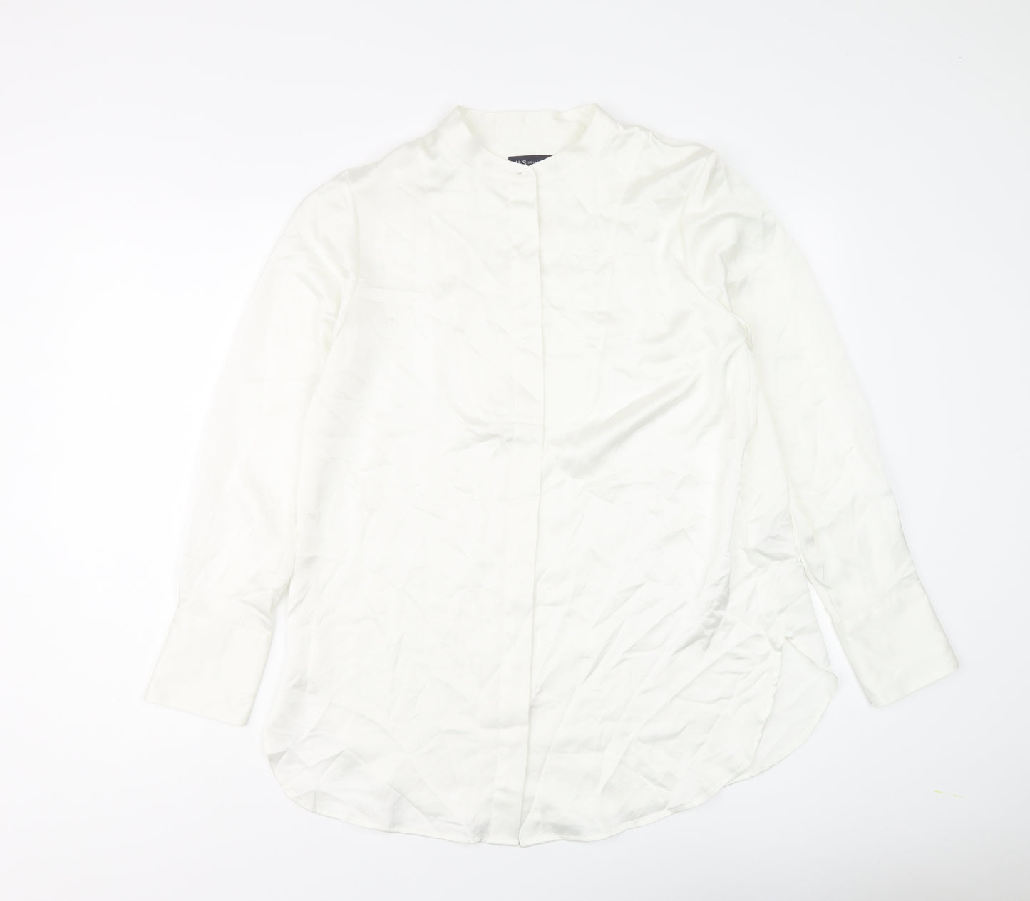 Marks and Spencer Womens Ivory Polyester Basic Button-Up Size 10 Round Neck
