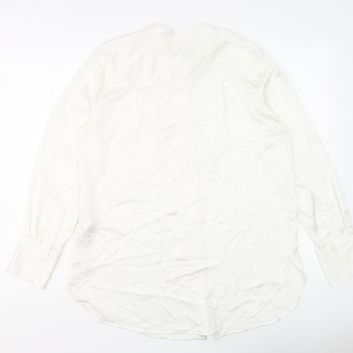 Marks and Spencer Womens Ivory Polyester Basic Button-Up Size 10 Round Neck
