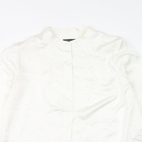 Marks and Spencer Womens Ivory Polyester Basic Button-Up Size 10 Round Neck