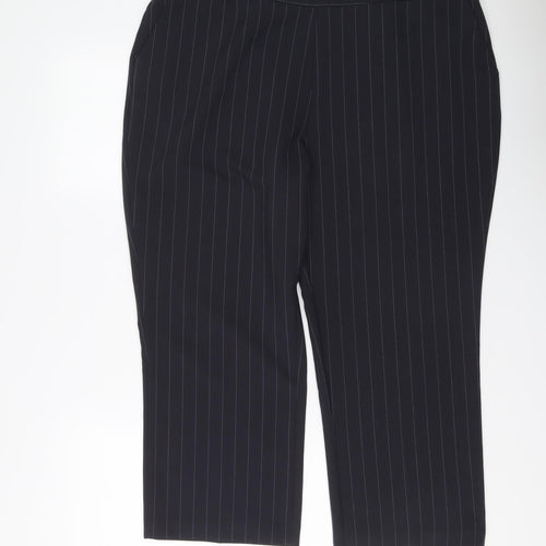 Bonmarché Womens Blue Striped Polyester Capri Trousers Size 20 L24 in Regular