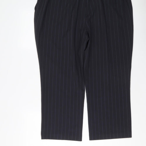 Bonmarché Womens Blue Striped Polyester Capri Trousers Size 20 L24 in Regular