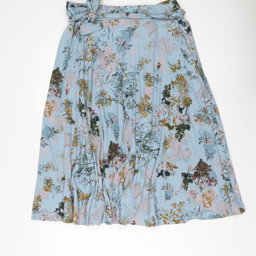 NEXT Womens Blue Geometric Viscose Wrap Skirt Size 10 Tie - Bird flower pattern