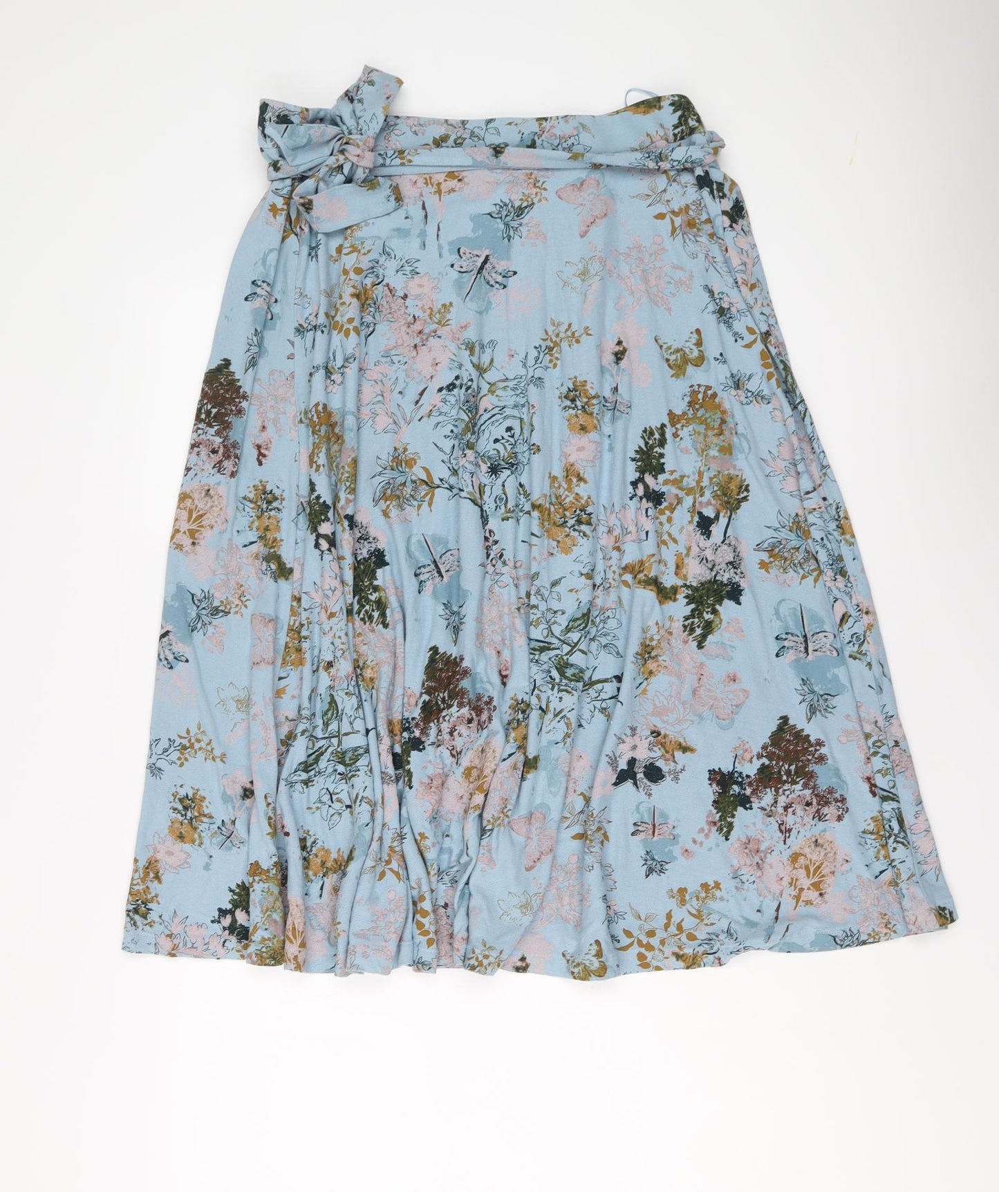 NEXT Womens Blue Geometric Viscose Wrap Skirt Size 10 Tie - Bird flower pattern