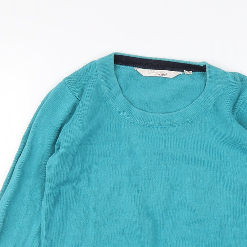 EWM Womens Blue Round Neck Cotton Pullover Jumper Size 10