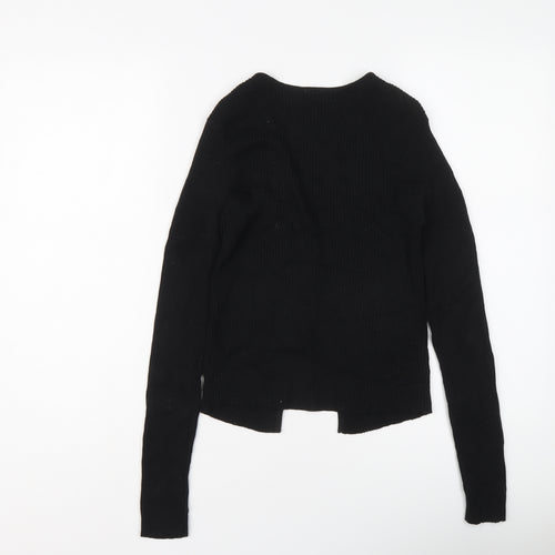 Brave Soul Womens Black V-Neck Acrylic Cardigan Jumper Size M