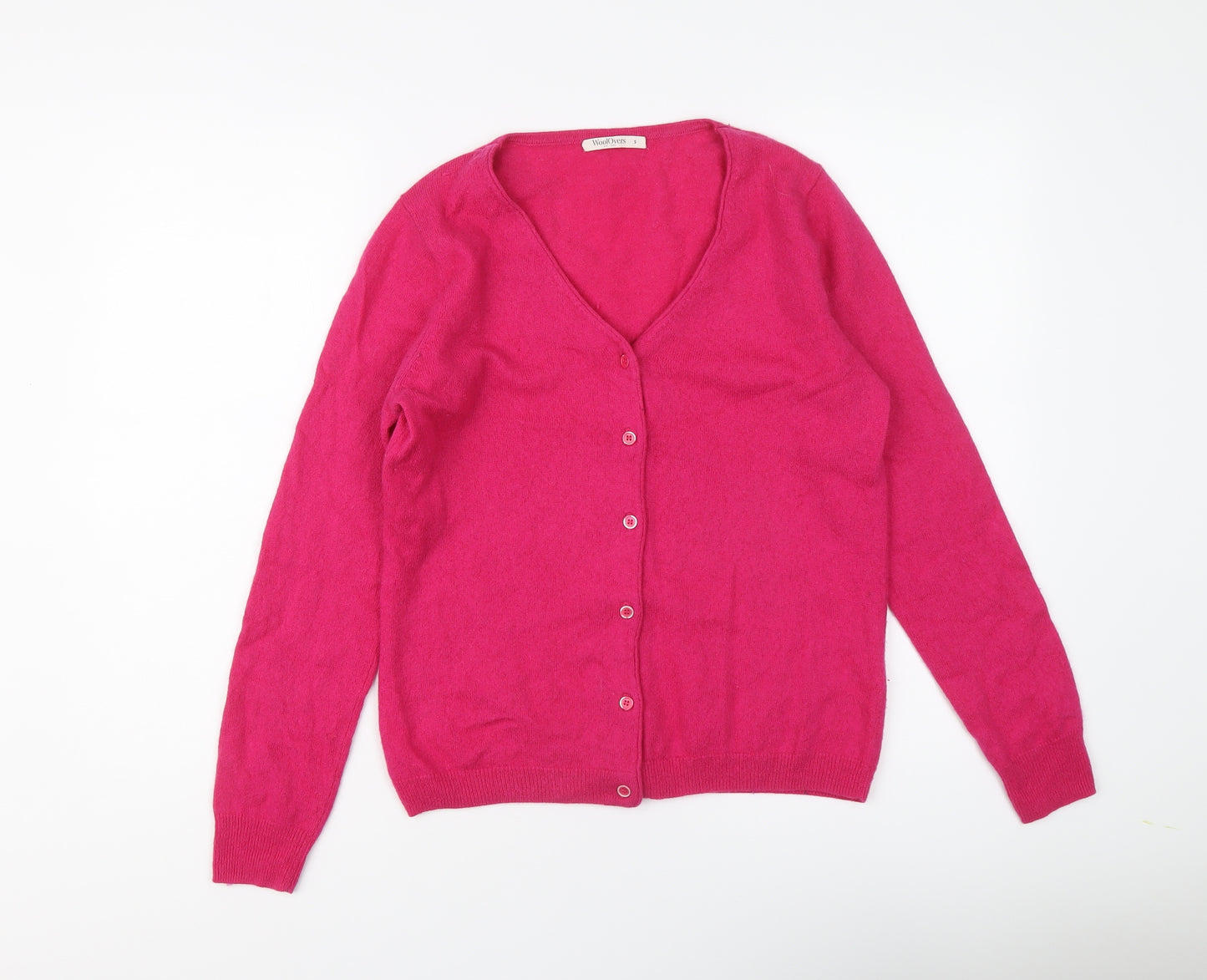 Woolovers Womens Pink V-Neck 100% Merino Wool Cardigan Jumper Size S