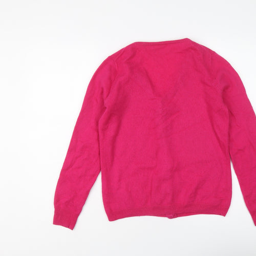 Woolovers Womens Pink V-Neck 100% Merino Wool Cardigan Jumper Size S