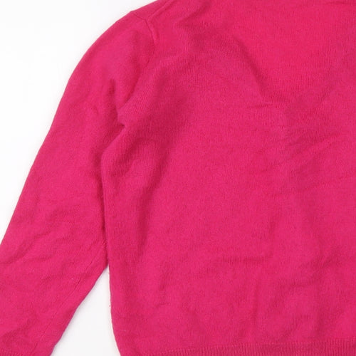 Woolovers Womens Pink V-Neck 100% Merino Wool Cardigan Jumper Size S