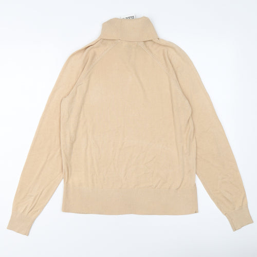 H&M Womens Beige Roll Neck Acrylic Pullover Jumper Size S
