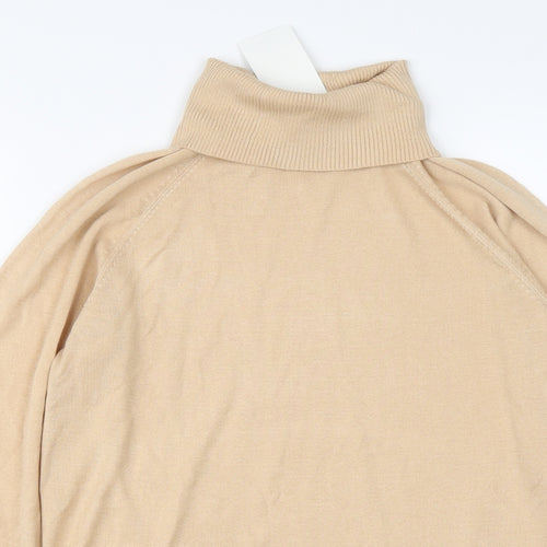 H&M Womens Beige Roll Neck Acrylic Pullover Jumper Size S