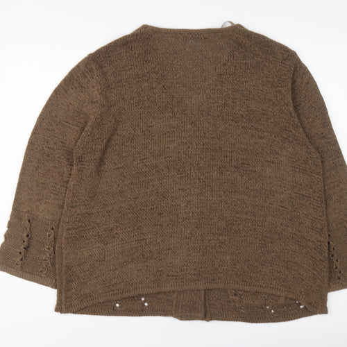 Touch Womens Brown V-Neck Acrylic Cardigan Jumper Size 2XL