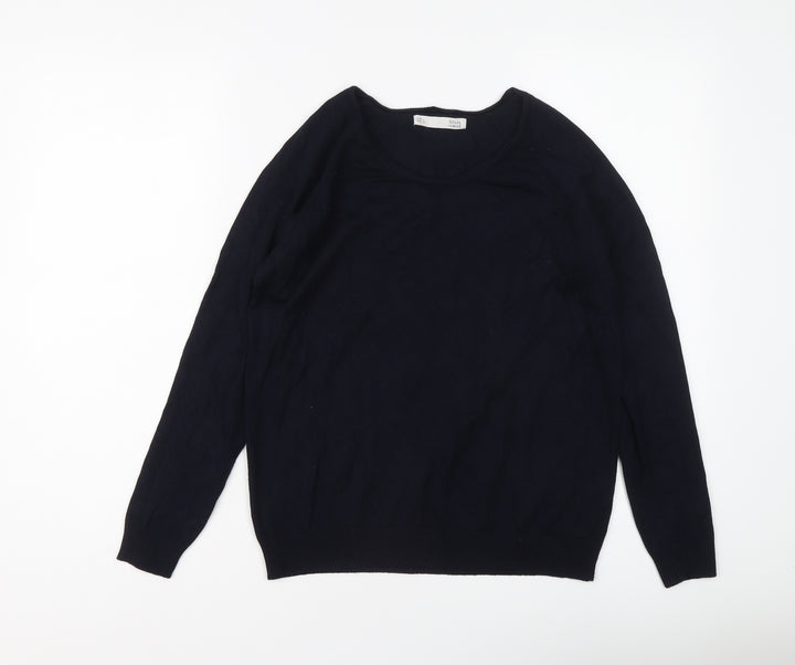 Sfera Casual Womens Blue Round Neck Viscose Pullover Jumper Size L