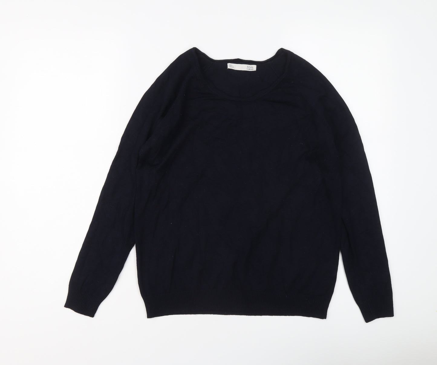Sfera Casual Womens Blue Round Neck Viscose Pullover Jumper Size L