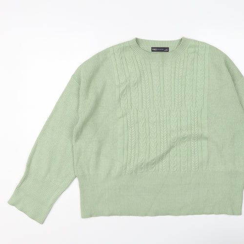Marks and Spencer Womens Green Round Neck Viscose Pullover Jumper Size L