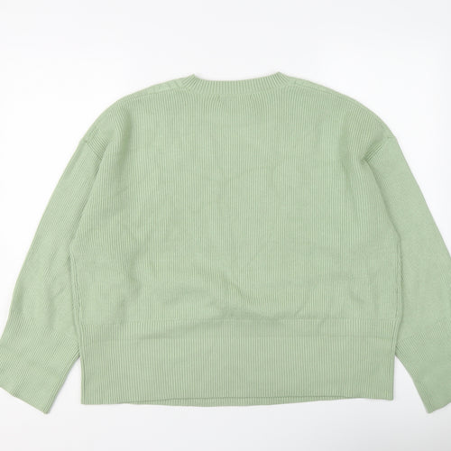 Marks and Spencer Womens Green Round Neck Viscose Pullover Jumper Size L