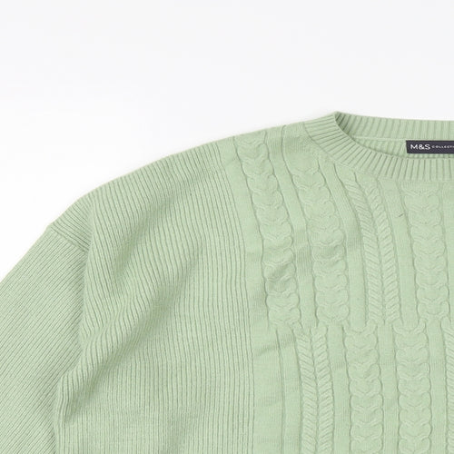 Marks and Spencer Womens Green Round Neck Viscose Pullover Jumper Size L