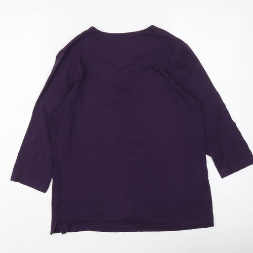 TIGI Womens Purple Viscose Basic Blouse Size 10 Round Neck