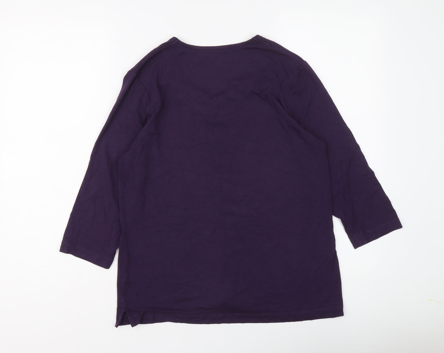 TIGI Womens Purple Viscose Basic Blouse Size 10 Round Neck