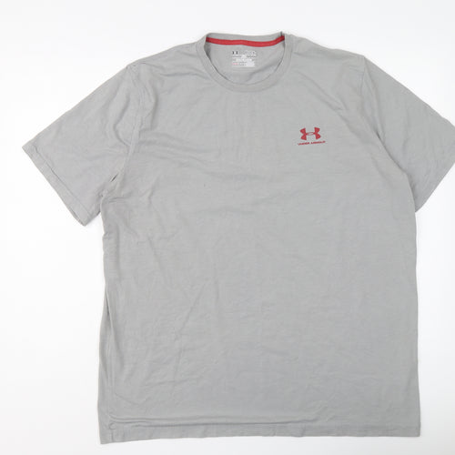 Under armour Mens Grey Polyester T-Shirt Size XL Round Neck
