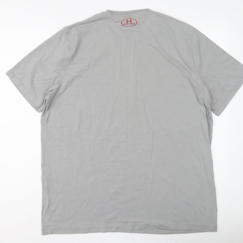 Under armour Mens Grey Polyester T-Shirt Size XL Round Neck