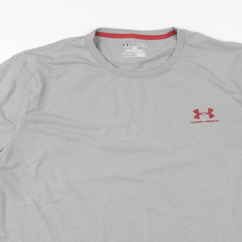 Under armour Mens Grey Polyester T-Shirt Size XL Round Neck