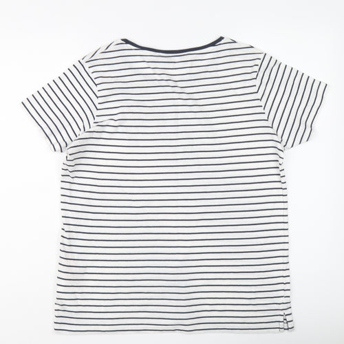 Regatta Womens Blue Striped Cotton Basic T-Shirt Size 16 Round Neck - Floral Detail