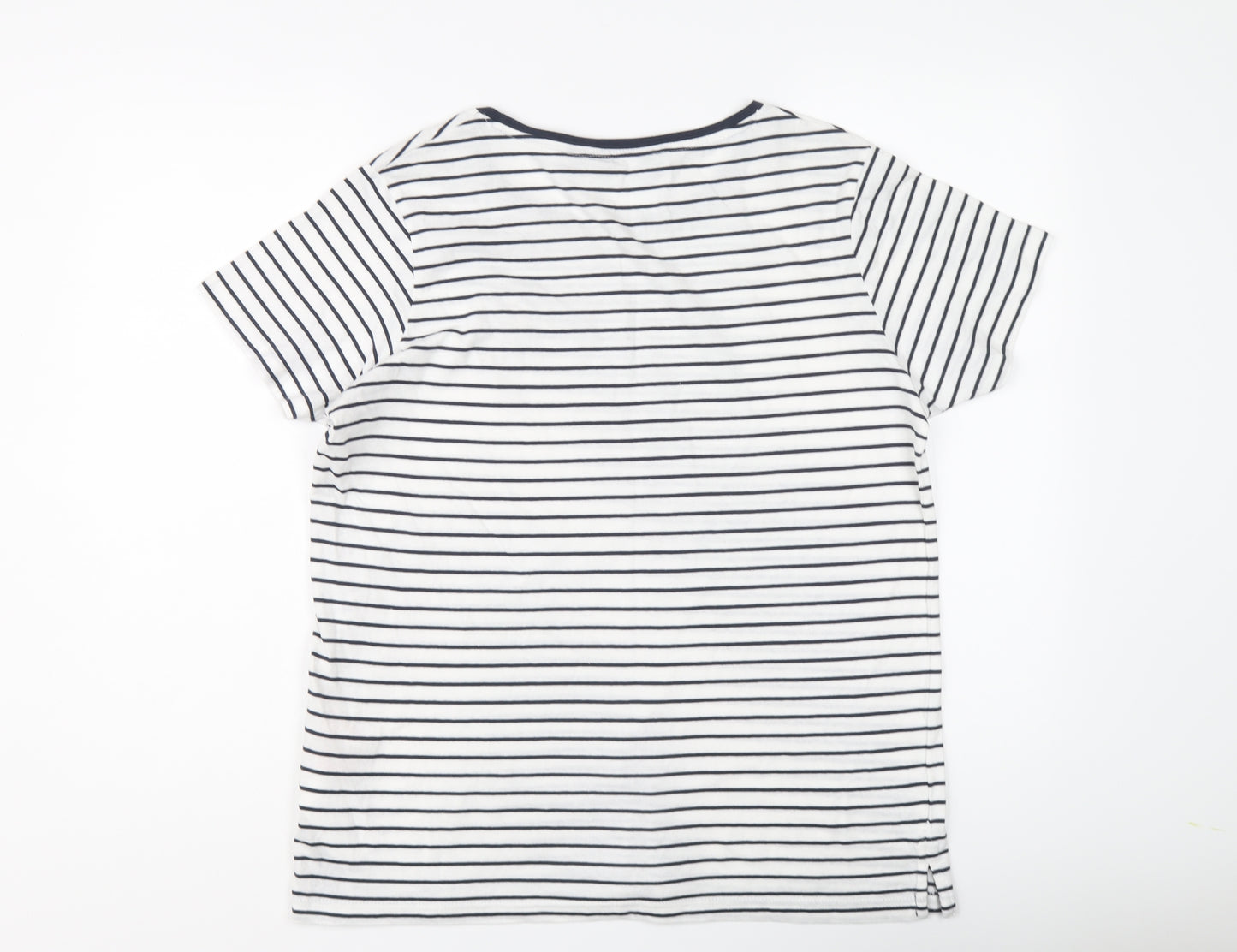 Regatta Womens Blue Striped Cotton Basic T-Shirt Size 16 Round Neck - Floral Detail