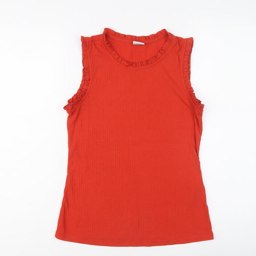 Jacqueline De Yong Womens Red Polyester Basic Tank Size S Round Neck