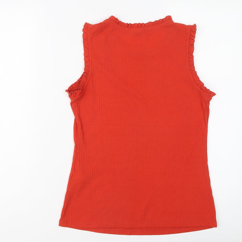 Jacqueline De Yong Womens Red Polyester Basic Tank Size S Round Neck