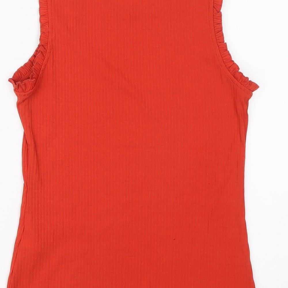 Jacqueline De Yong Womens Red Polyester Basic Tank Size S Round Neck