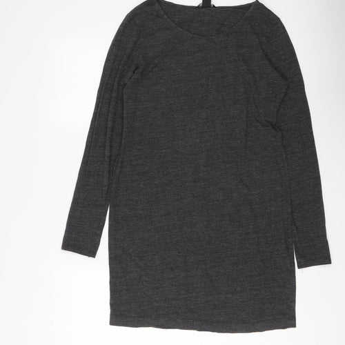 H&M Womens Grey Viscose Jumper Dress Size L Round Neck Pullover