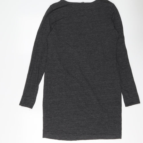 H&M Womens Grey Viscose Jumper Dress Size L Round Neck Pullover