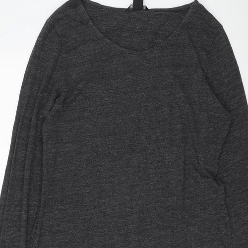 H&M Womens Grey Viscose Jumper Dress Size L Round Neck Pullover