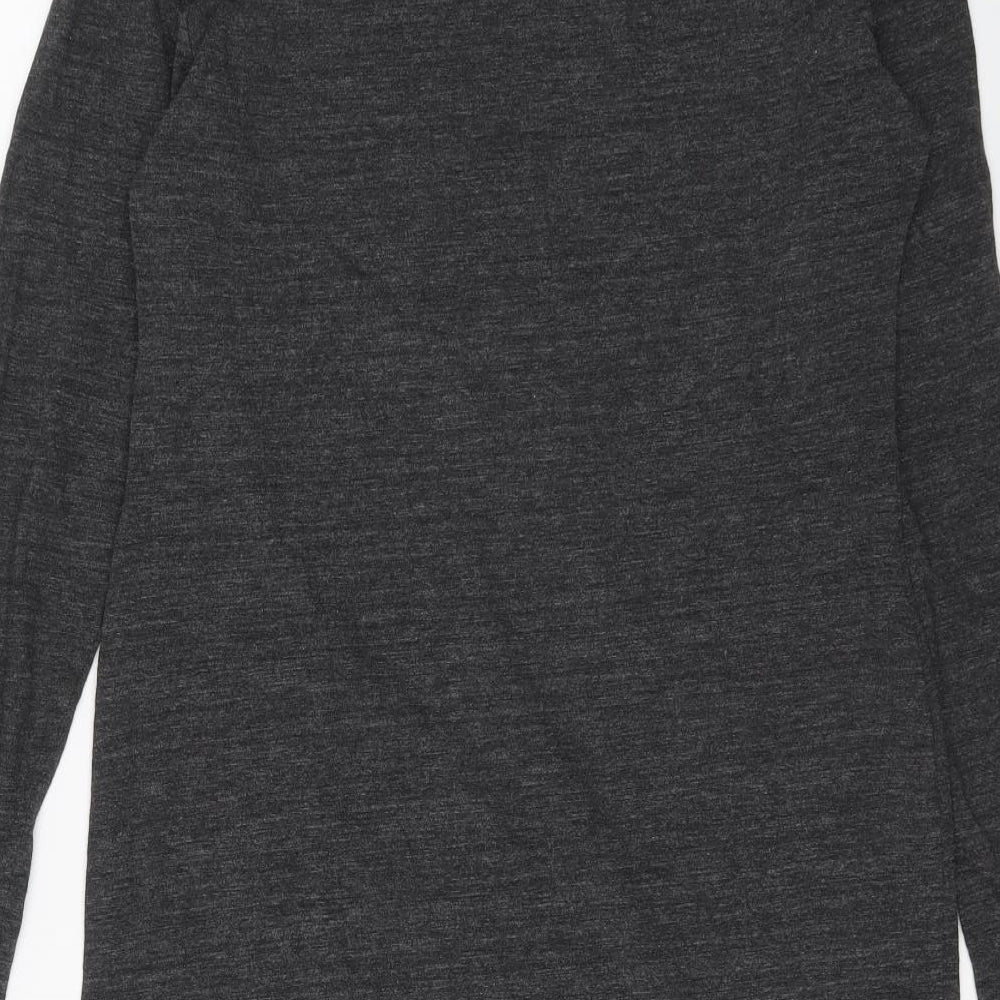 H&M Womens Grey Viscose Jumper Dress Size L Round Neck Pullover