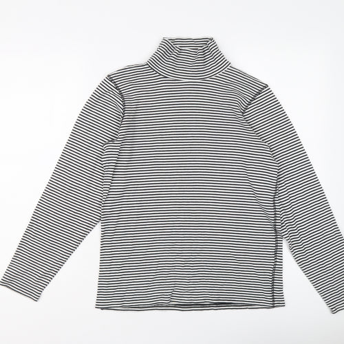 John Lewis Womens Black Striped Lyocell Basic T-Shirt Size 16 High Neck