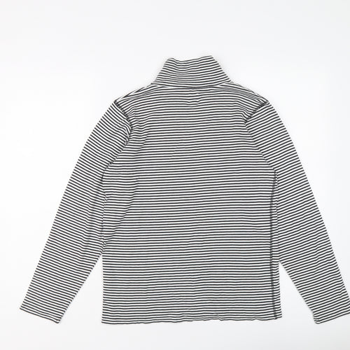John Lewis Womens Black Striped Lyocell Basic T-Shirt Size 16 High Neck