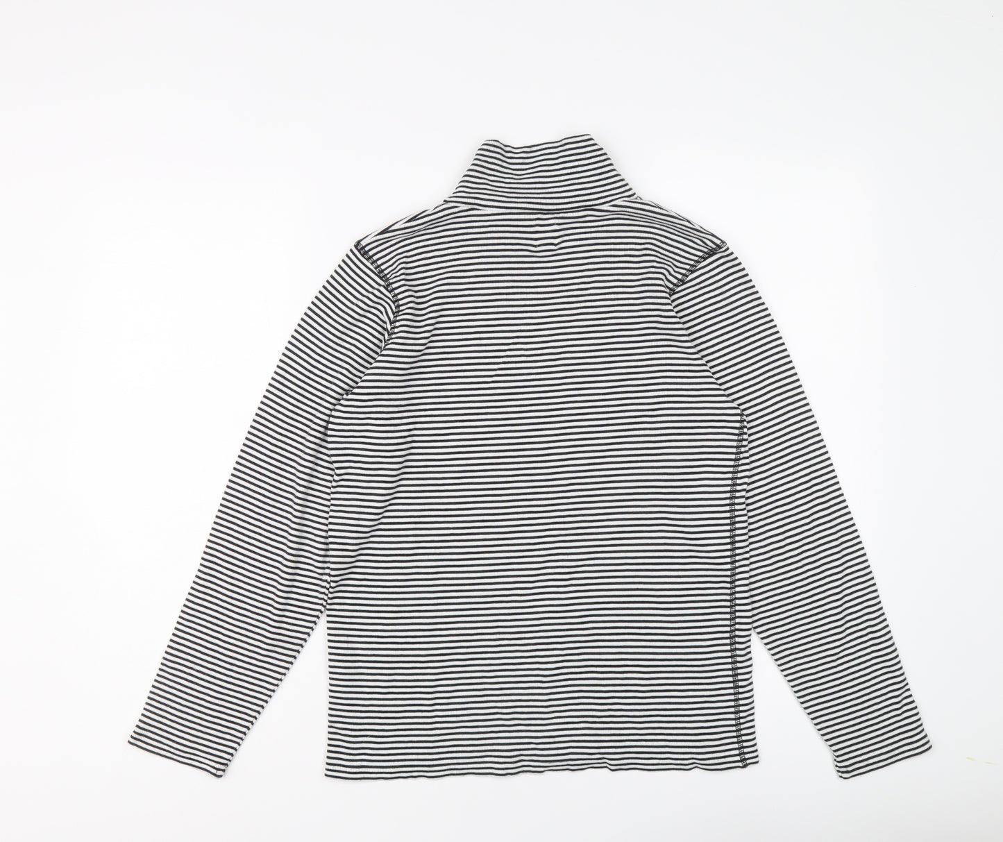 John Lewis Womens Black Striped Lyocell Basic T-Shirt Size 16 High Neck
