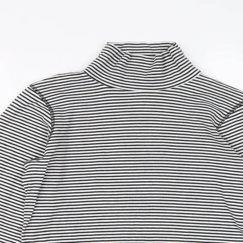 John Lewis Womens Black Striped Lyocell Basic T-Shirt Size 16 High Neck