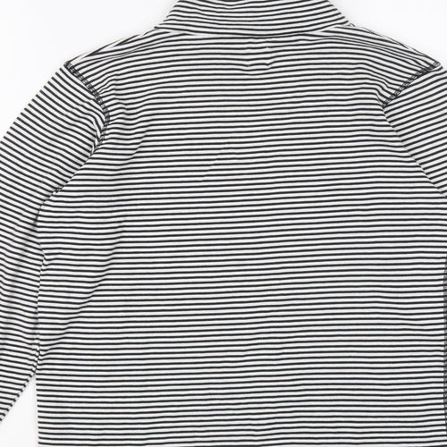 John Lewis Womens Black Striped Lyocell Basic T-Shirt Size 16 High Neck