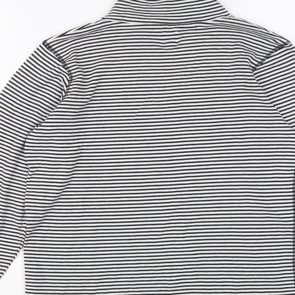 John Lewis Womens Black Striped Lyocell Basic T-Shirt Size 16 High Neck