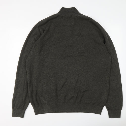 NEXT Mens Green Round Neck Cotton Henley Jumper Size XL Long Sleeve