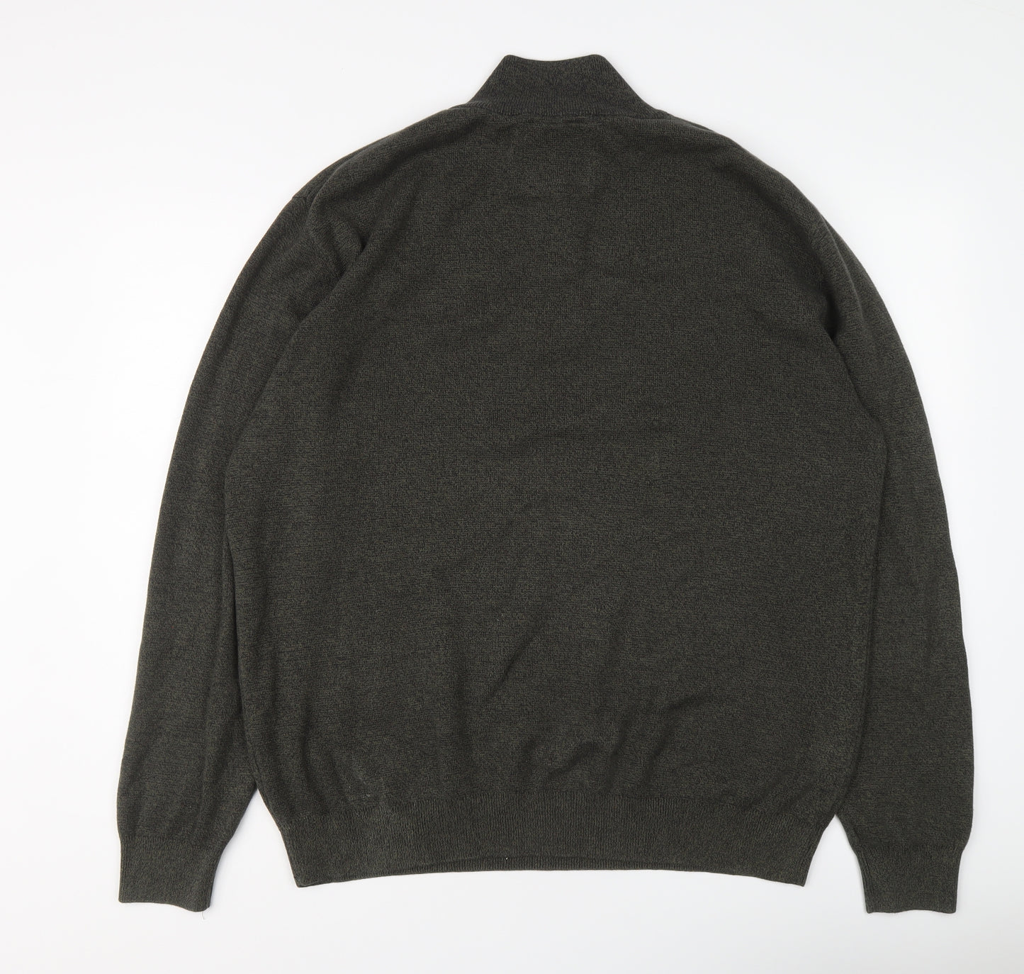 NEXT Mens Green Round Neck Cotton Henley Jumper Size XL Long Sleeve