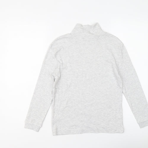 Marks and Spencer Girls Grey Cotton Basic T-Shirt Size 9-10 Years Mock Neck Pullover