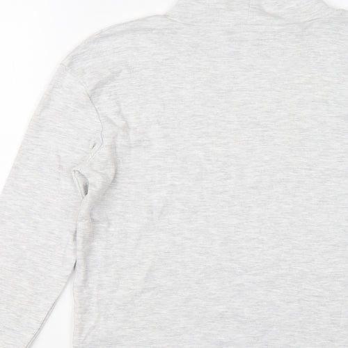 Marks and Spencer Girls Grey Cotton Basic T-Shirt Size 9-10 Years Mock Neck Pullover