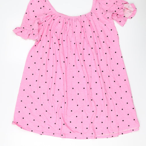 ASOS Womens Pink Polka Dot Cotton Trapeze & Swing Size 8 Scoop Neck Pullover