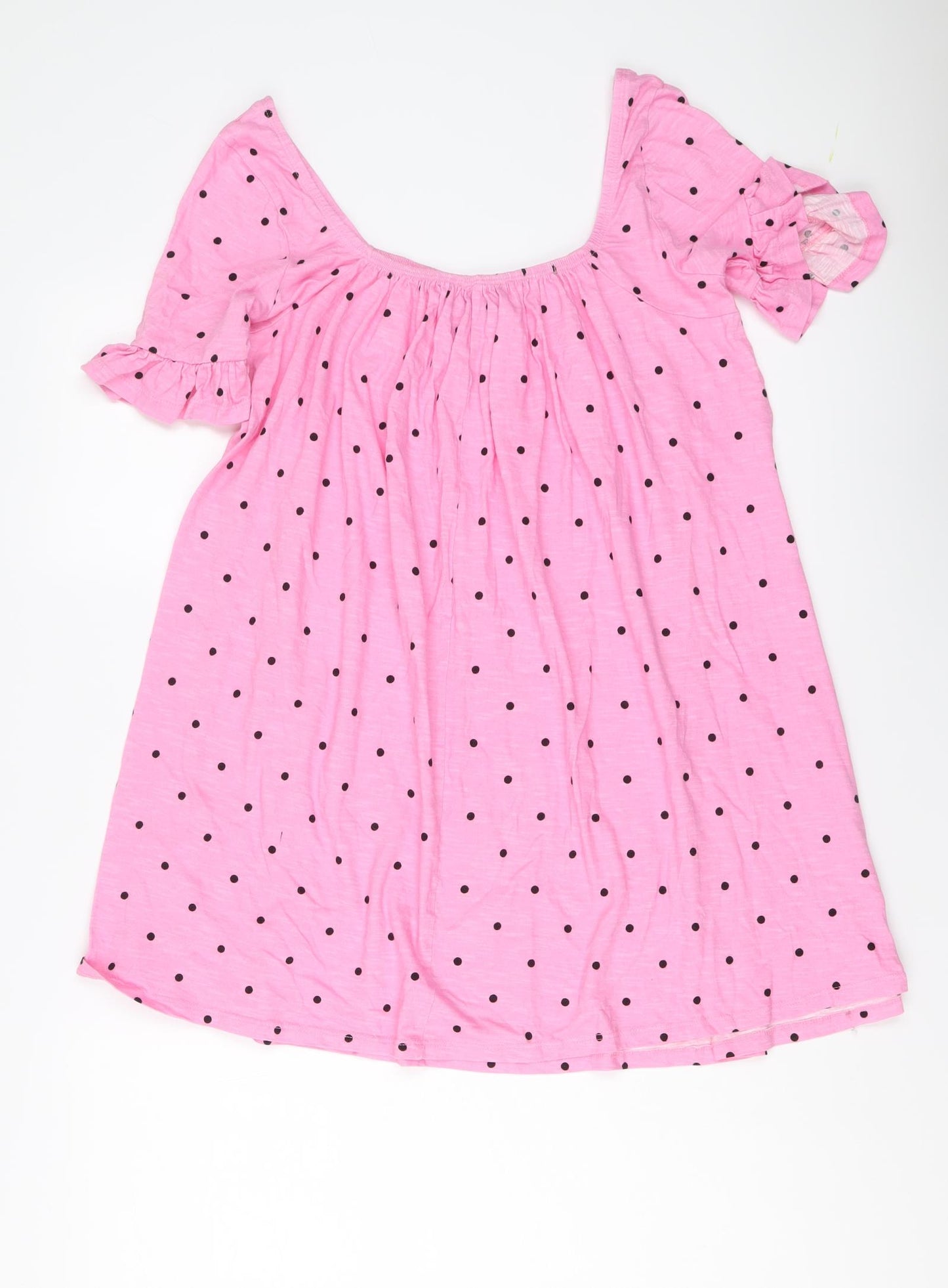 ASOS Womens Pink Polka Dot Cotton Trapeze & Swing Size 8 Scoop Neck Pullover