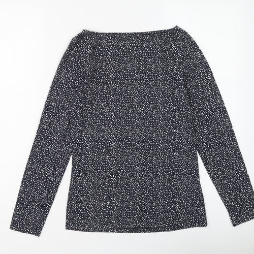 Esamara Womens Blue Polka Dot Cotton Basic T-Shirt Size S Round Neck