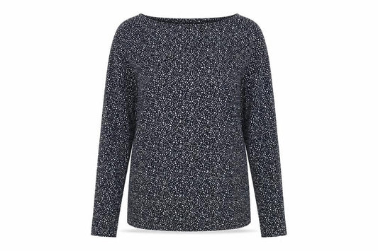 Front view of Esamara women’s blue polka dot cotton basic t-shirt, size S, round neck